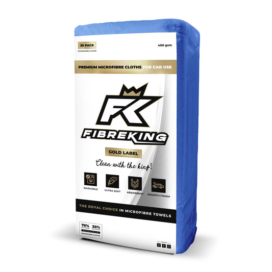 FibreKing GOLD LABEL 400GSM Microfibre Cloths - Blue 36pk